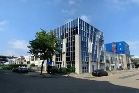SIEBTECHNIK-TEMA Headoffice Rijswijk, The Netherlands Glass office building with SIEBTECHNIK-TEMA logo