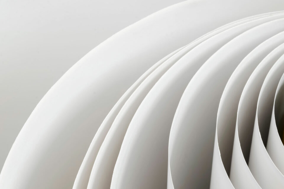 White paper on a roll, slightly unrolled, you can see the individual strips