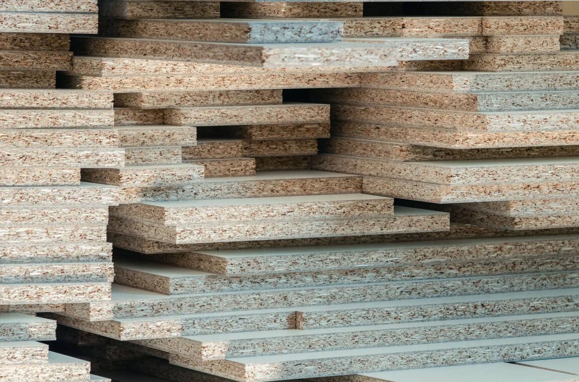 Bulk Inspector application example: construction industry and quality control, here chipboard stacked on top of each other so that the cut edges and the pressed wood can be seen