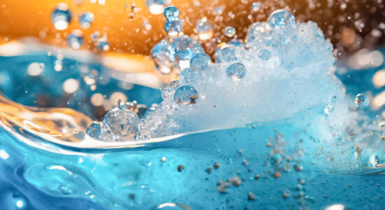 Solid-liquid separation concept. Swirling water, separation of salts from liquids